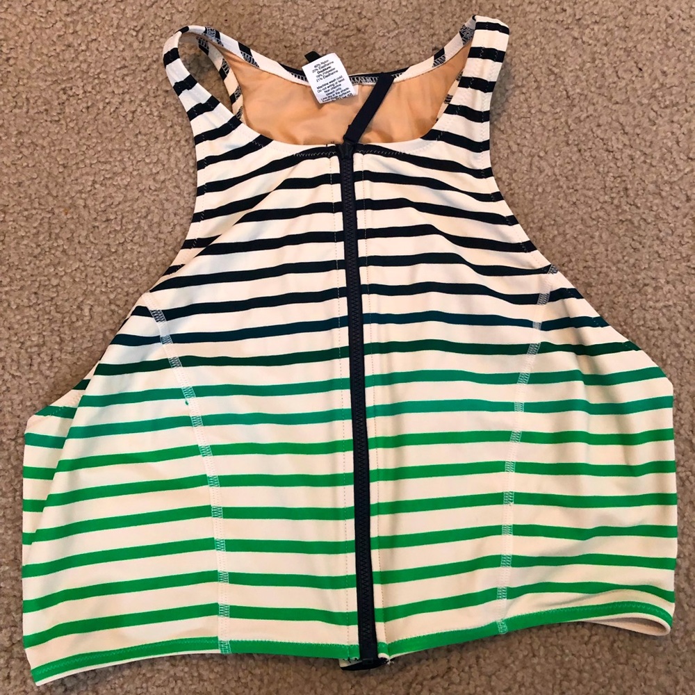 Jcrew cropped zip front bikini top in ombré stripe